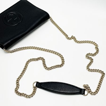  GUCCI グッチ SOHO 598211 ブラック ショルダーバッグ インターロッキング GG レディース ゴールド金具 箱・布袋有