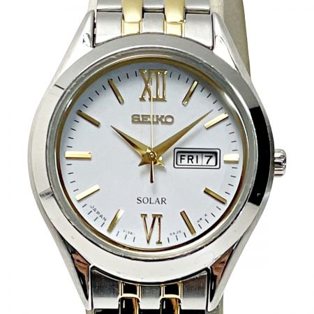  SEIKO セイコー ソーラー V138-0AD0 シルバー×ゴールド ステンレススチール レディース 腕時計