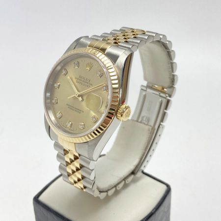  ROLEX ロレックス デイトジャスト W番 10Pダイヤ 16233G シャンパンゴールド 自動巻き メンズ 腕時計 箱・ギャランティ有