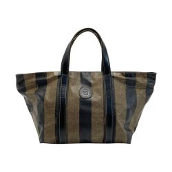 ☆☆ FENDI フェンディ ペカン ミニトート ブラウン PVC×レザー ハンドバッグ Cランク