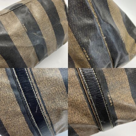  FENDI フェンディ ペカン ミニトート ブラウン PVC×レザー ハンドバッグ