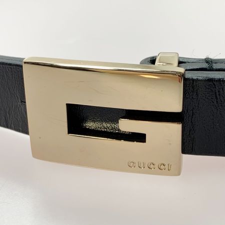  GUCCI グッチ 無地 牛革 Gバックル ブラック ベルト