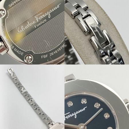  Salvatore Ferragamo サルヴァトーレフェラガモ ガンチーニ 12Pダイヤ SFBF00218 ブラック クォーツ レディース 腕時計 箱・取説有