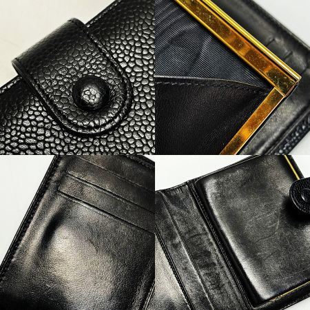  CHANEL シャネル ココマーク ブラック 2つ折りがま口財布 キャビアスキン レディース ギャランティカード・箱有