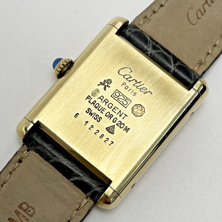 Cartier カルティエ マストタンク ヴェルメイユ SV925+G20M ネイビーブルー 手巻き レザー メンズ 腕時計 ケース 有｜中古｜なんでもリサイクルビッグバン