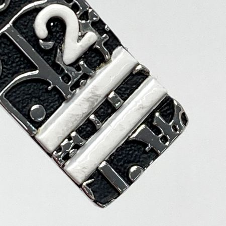  Christian Dior クリスチャンディオール トロッター ロゴ プレートネックレス シルバー×ブラック メッキ
