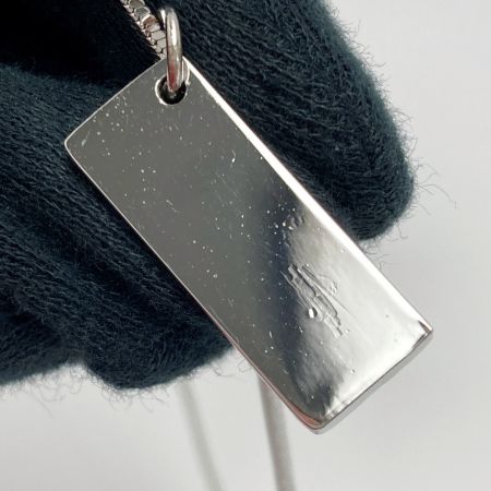  Christian Dior クリスチャンディオール トロッター ロゴ プレートネックレス シルバー×ブラック メッキ