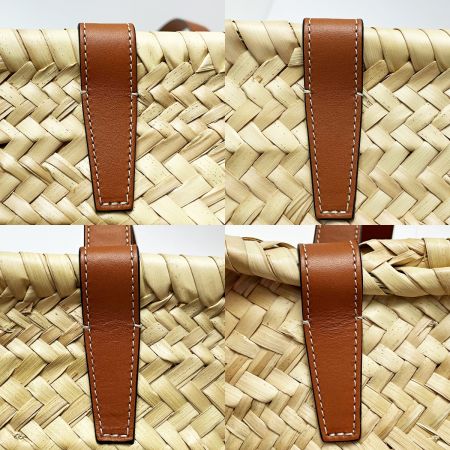  CELINE セリーヌ トリオンフ S-GA-5109 ベージュ ストロートート かごバッグ 籐×レザー レディース