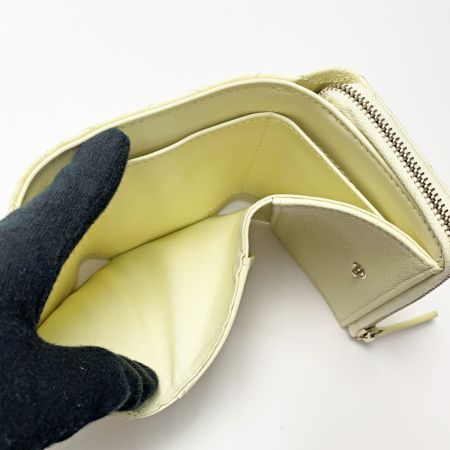  CHANEL シャネル タイムレスクラシック AP3177 クリームイエロー 3つ折り財布 キャビアスキン レディース ゴールド金具