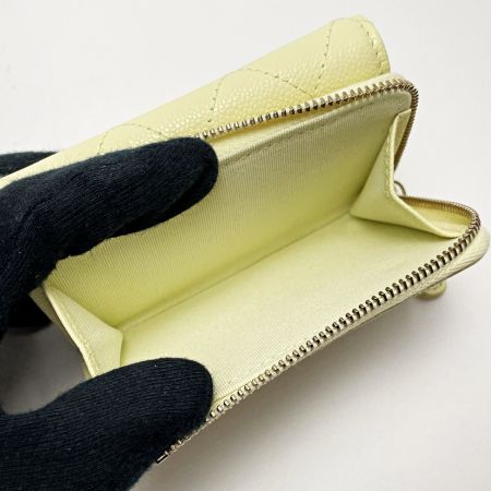  CHANEL シャネル タイムレスクラシック AP3177 クリームイエロー 3つ折り財布 キャビアスキン レディース ゴールド金具