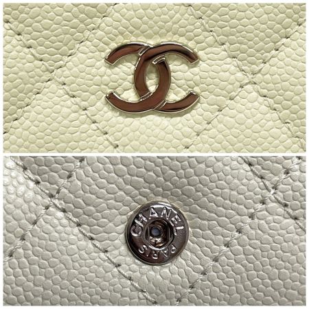  CHANEL シャネル 3つ折り財布  レディース キャビアスキン タイムレスクラシック ゴールド金具 AP3177 クリームイエロー