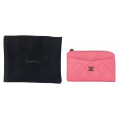  CHANEL シャネル 財布 マトラッセ フラグメントコインケース ショッキングピンク x ブラック Bランク