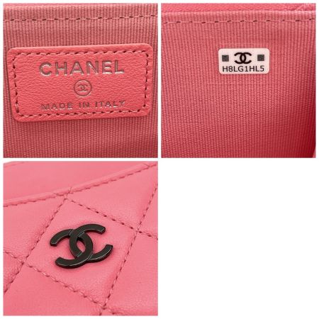  CHANEL シャネル 財布 マトラッセ フラグメントコインケース ショッキングピンク x ブラック