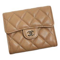 ☆☆ CHANEL シャネル クラシックフラップウォレット AP0230Y ブラウン 3つ折り財布 キャビアスキン レディース ゴールド金具 Aランク
