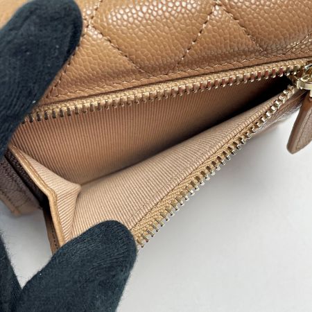  CHANEL シャネル クラシックフラップウォレット AP0230Y ブラウン 3つ折り財布 キャビアスキン レディース ゴールド金具