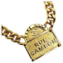 ☆☆ CHANEL シャネル RUE CAMBON B22A GP メタルロゴ ネックレス レディース アクセサリー Bランク