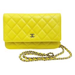 ☆☆ CHANEL シャネル マトラッセ AP0250 イエロー チェーンウォレット ショルダーバッグ キャビアスキン レディース ゴールド金具 Aランク