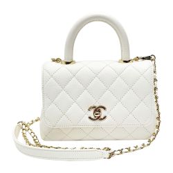 ☆☆ CHANEL シャネル ココハンドル AS2215 ホワイト 2WAYバッグ マトラッセ キャビアスキン レディース ゴールド金具 Aランク