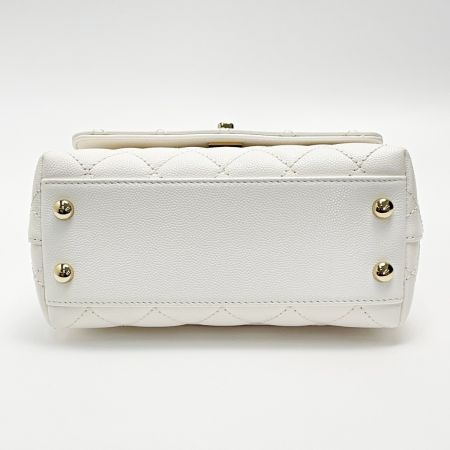  CHANEL シャネル ココハンドル AS2215 ホワイト 2WAYバッグ マトラッセ キャビアスキン レディース ゴールド金具