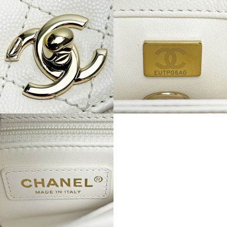  CHANEL シャネル ココハンドル AS2215 ホワイト 2WAYバッグ マトラッセ キャビアスキン レディース ゴールド金具