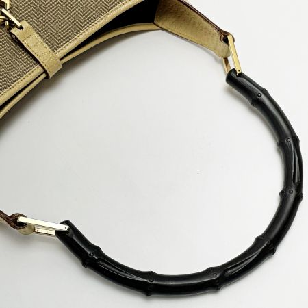  GUCCI グッチ バンブー 001-4060 ベージュ ワンショルダーバッグ キャンバス×レザー レディース