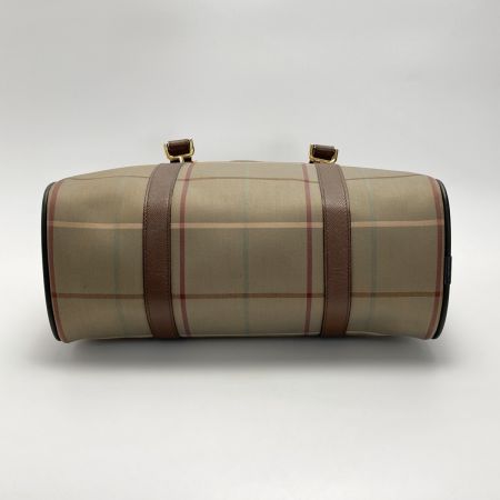  Burberrys バーバリーズ チェック柄 ハンドバッグ カーキ キャンバス×レザー