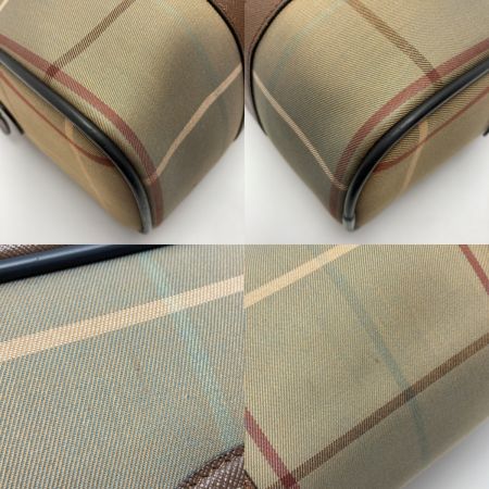  Burberrys バーバリーズ チェック柄 ハンドバッグ カーキ キャンバス×レザー