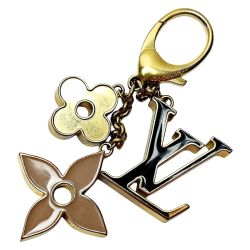 ☆☆ LOUIS VUITTON ルイヴィトン フルール ドゥ モノグラム ゴールド系 チャーム キーホルダー キーリング アクセサリー Cランク