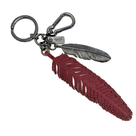  COACH コーチ キーホルダー キーリング 羽 レッド