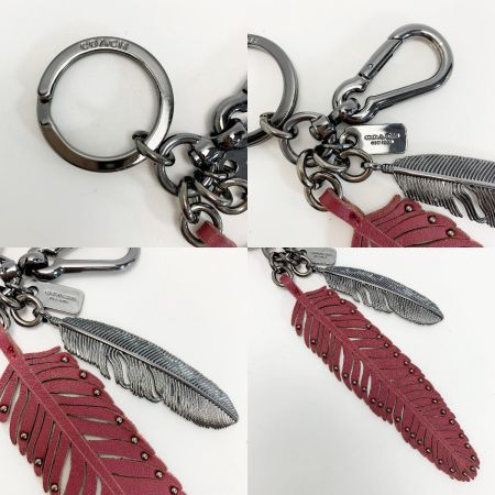  COACH コーチ キーホルダー キーリング 羽 レッド