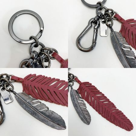  COACH コーチ キーホルダー キーリング 羽 レッド