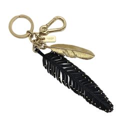 ☆☆ COACH コーチ キーホルダー キーリング 羽 ブラック Bランク