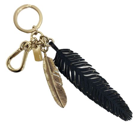  COACH コーチ キーホルダー キーリング 羽 ブラック