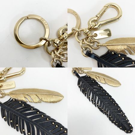  COACH コーチ キーホルダー キーリング 羽 ブラック