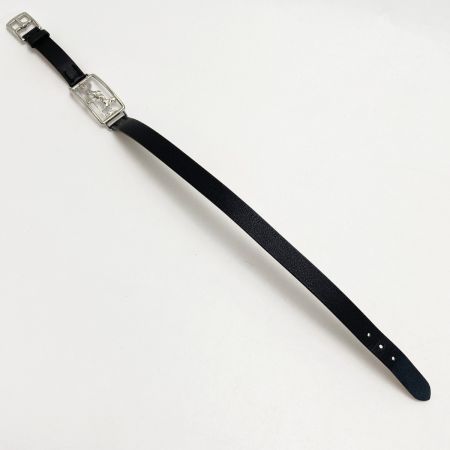  HERMES エルメス カレーシュ ドゥブルトゥール ブラック ブレスレット D刻印 レザー シルバー金具
