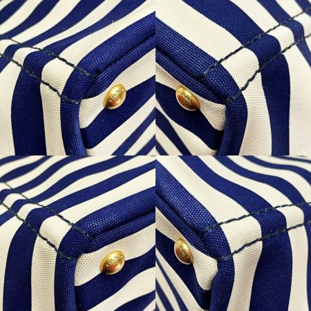  PRADA プラダ カナパ B2642B ネイビー×アイボリー ショルダーバッグ トートバッグ キャンバス レディース ギャランティ・布袋有