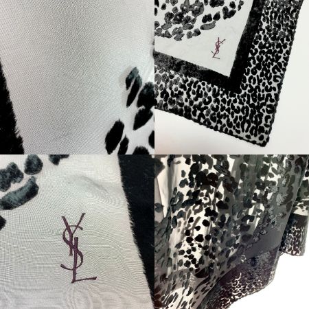  Yves Saint Laurent イブサンローラン ポリエステルxレーヨン アニマル柄 ブラック スカーフ レディース