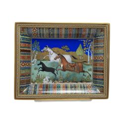 ☆☆ HERMES エルメス シュヴァルドリアン ヴィドゥポッシュ スクエア プレート 馬 磁器 小物入れ 箱有 Bランク