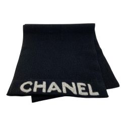 ☆☆ CHANEL シャネル ロゴ マフラー ブラック ウール/カシミヤ ストール Bランク