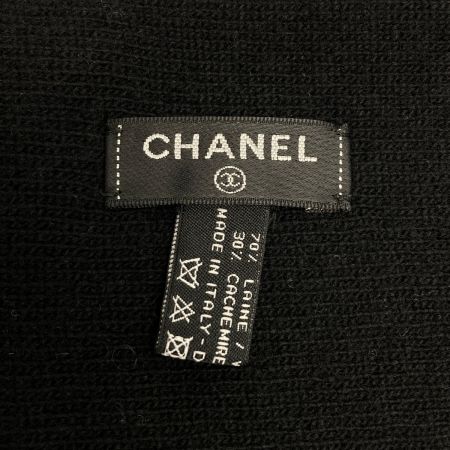  CHANEL シャネル ロゴ マフラー ブラック ウール/カシミヤ ストール