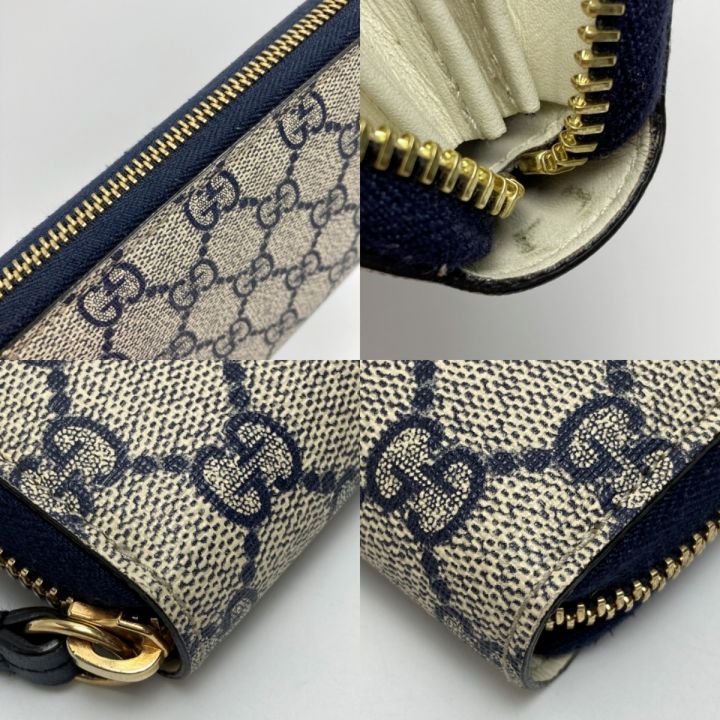 中古】 GUCCI グッチ GGスプリーム ラウンドファスナー財布 410102 ベージュ×ネイビー PVC 長財布｜総合リサイクルショップ  なんでもリサイクルビッグバン オンラインストア