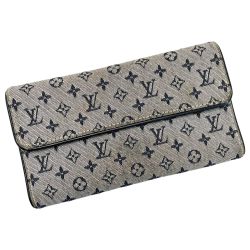 ☆☆ LOUIS VUITTON ルイヴィトン モノグラム・ミニ ポルト トレゾール インターナショナル M92242 ブルー 三つ折り財布 レディース Cランク