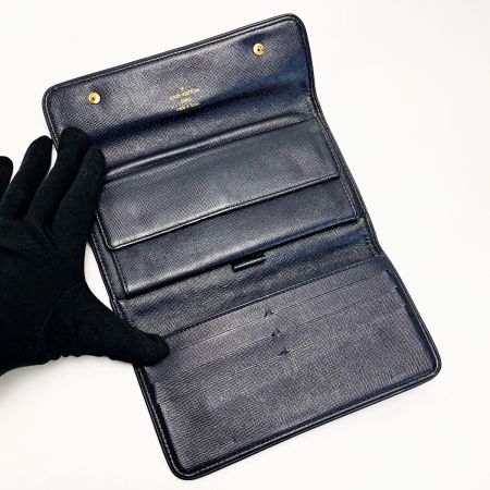  LOUIS VUITTON ルイヴィトン モノグラム・ミニ ポルト トレゾール インターナショナル M92242 ブルー 三つ折り財布 レディース