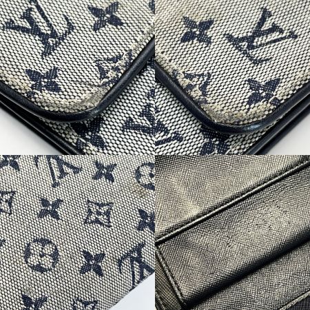  LOUIS VUITTON ルイヴィトン モノグラム・ミニ ポルト トレゾール インターナショナル M92242 ブルー 三つ折り財布 レディース