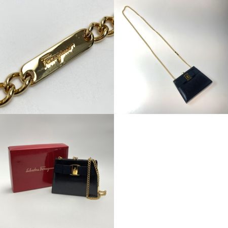  Salvatore Ferragamo サルヴァトーレフェラガモ ヴァラ ミニ チェーンショルダーバッグ 22-3054 ブラック レザー 箱有