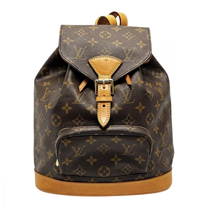 LOUIS VUITTON ルイヴィトン モノグラム モンスリMM M51136 ブラウン リュック バックパック レディース ゴールド金具 ｜中古｜なんでもリサイクルビッグバン