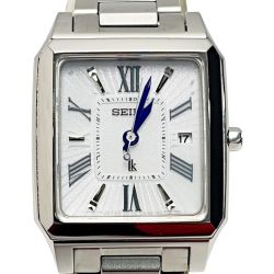 ☆☆ SEIKO セイコー ルキア SSVW097/1B22-0CF0 シルバー 電波ソーラー スクエア レディース 腕時計 Bランク