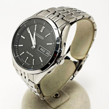  CITIZEN シチズン 電波ソーラー H100-S113156 シルバー×ブラック 黒文字盤 アナログ メンズ 腕時計
