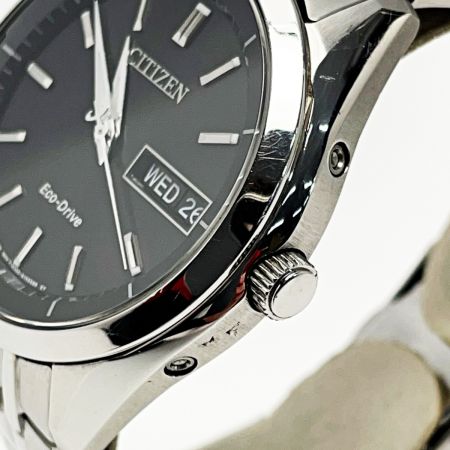  CITIZEN シチズン 電波ソーラー H100-S113156 シルバー×ブラック 黒文字盤 アナログ メンズ 腕時計