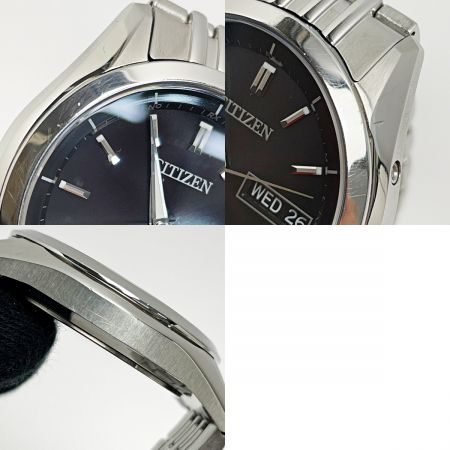  CITIZEN シチズン 電波ソーラー H100-S113156 シルバー×ブラック 黒文字盤 アナログ メンズ 腕時計